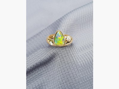 Black Opal-Brillant-Ring 56