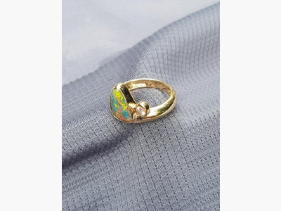 Black Opal-Brillant-Ring 56