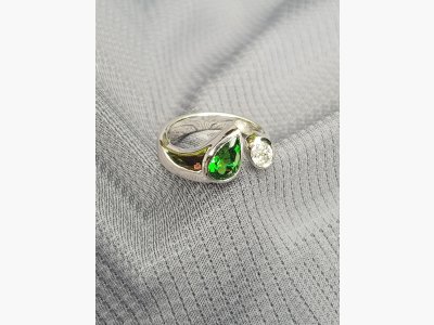 Tsavorit-Diamanten-Ring Gr.55