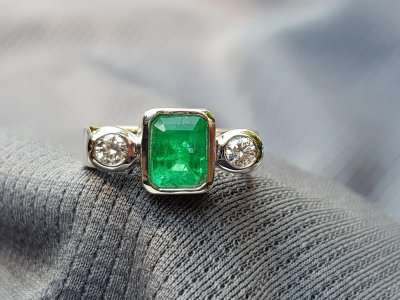 Smaragd-Brillant-Ring Gr56