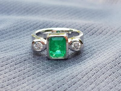 Smaragd-Brillant-Ring Gr56